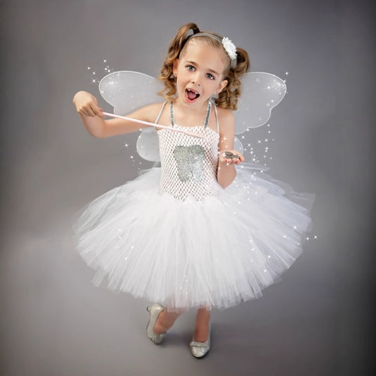 Halloween Character Cosplay Clothes Tooth Fairy Princess Dress White Pettiskirt Festival Costume