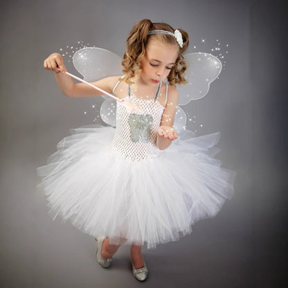 Halloween Character Cosplay Clothes Tooth Fairy Princess Dress White Pettiskirt Festival Costume